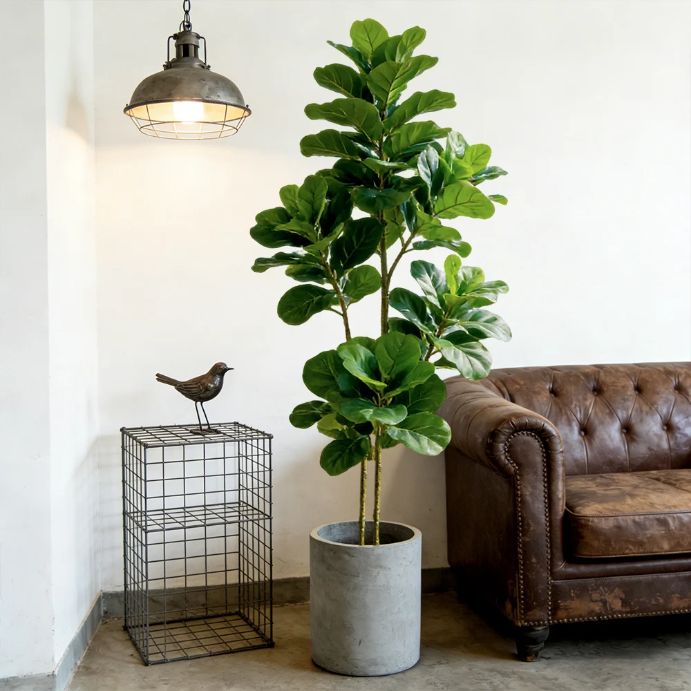 Fiddle Leaf Fig - شجرة تين صناعية بطول 64/122 سم،